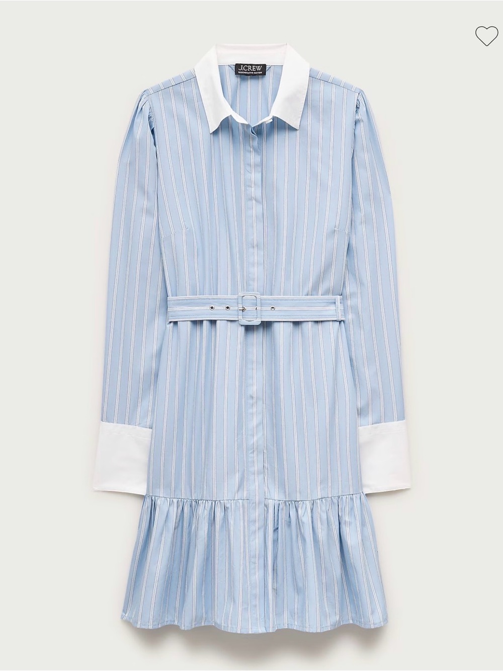 J. Crew Light Blue & White Striped Belted Shirt Dress